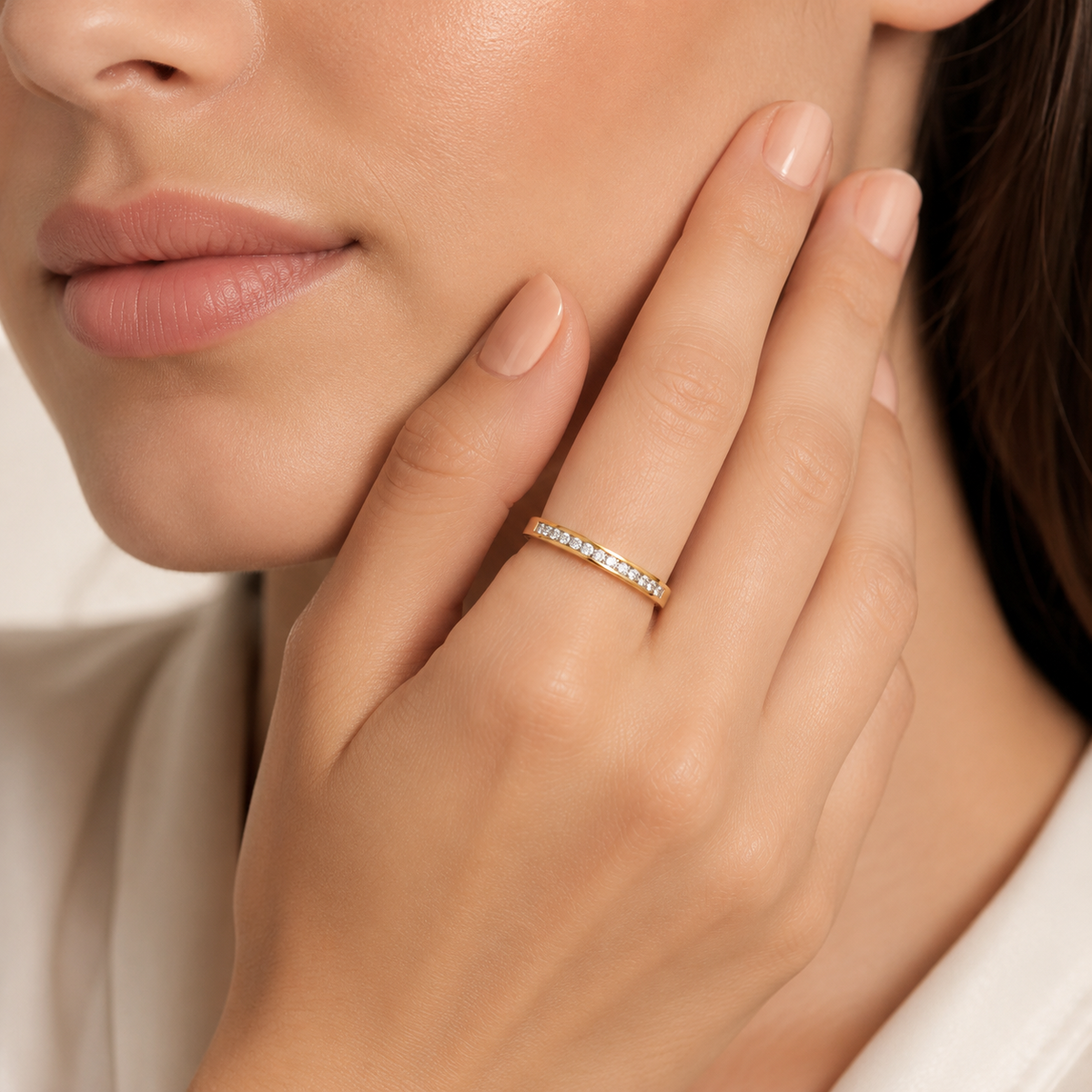 Channel Set Natural Diamond Eternity Ring 18ct Yellow Gold Hallmarked Sizes J-Q