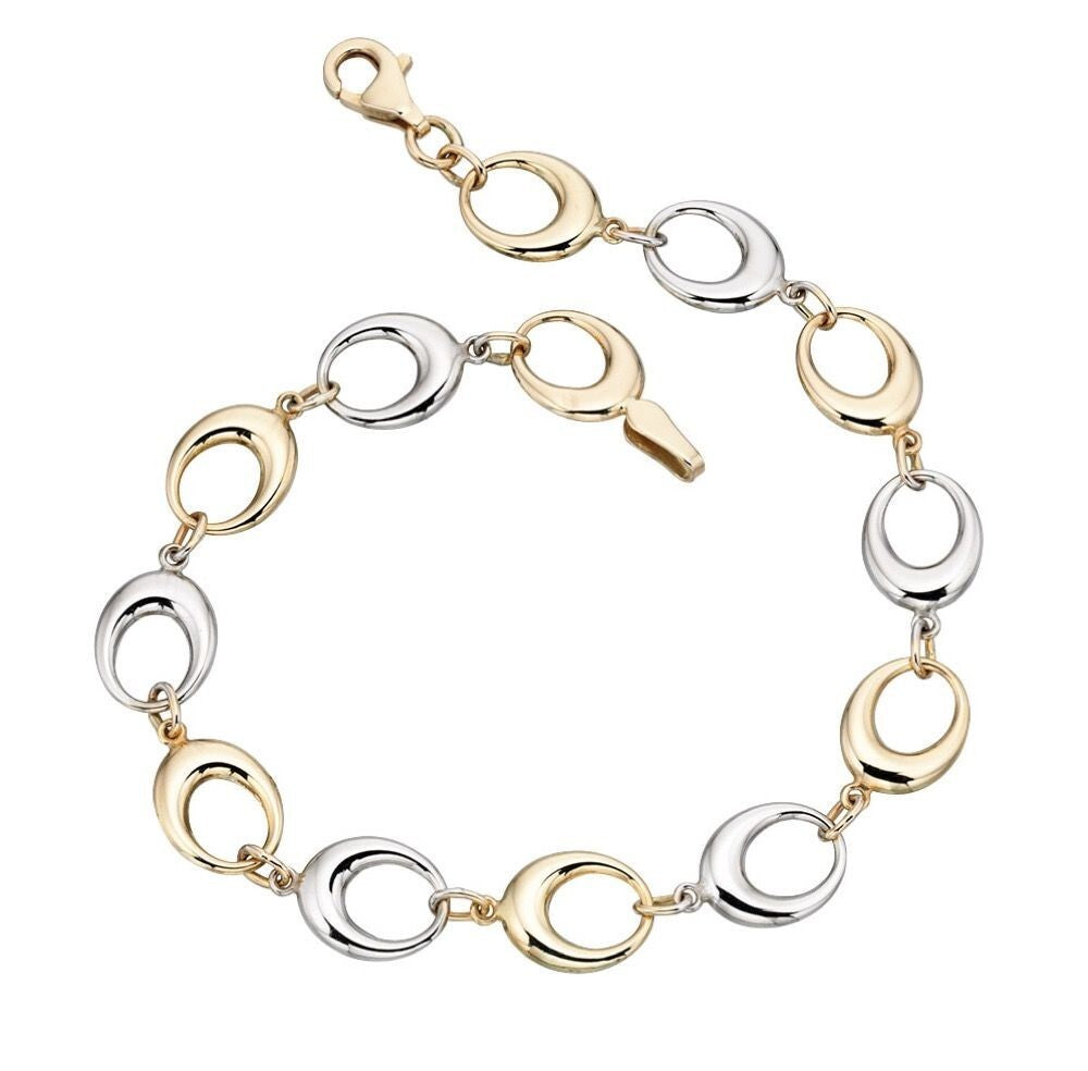 Oval Link Bracelet 9ct Mixed Gold 375 Hallmarked British Made Brand New Boxed