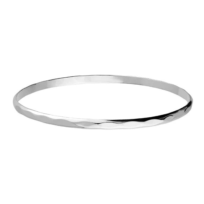 65mm Facetted Bangle Sterling Silver 925 Hallmarked British Made Brand New