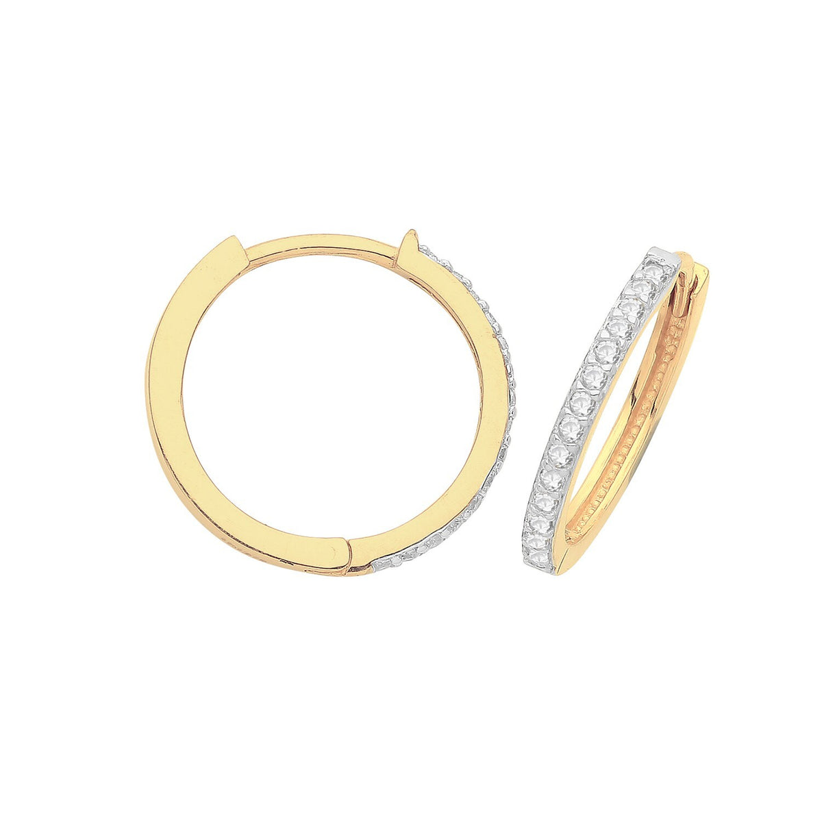 Mens 28 Stone Huggie Hoop Earring 9ct Yellow Gold 375 Hallmarked Brand New Boxed