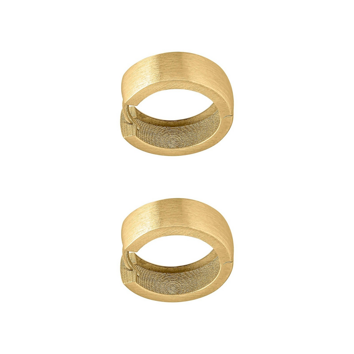 Brushed Chunky Hoop Earrings 9ct Yellow Gold 375 Hallmarked British Made