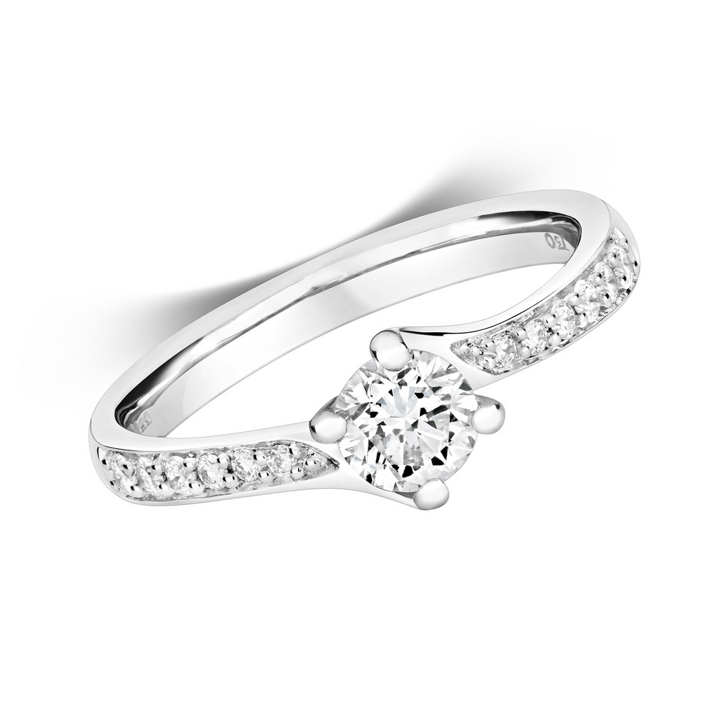13 Natural Diamond Set Shoulders Ring 18ct White Gold Hallmarked Sizes J - Q
