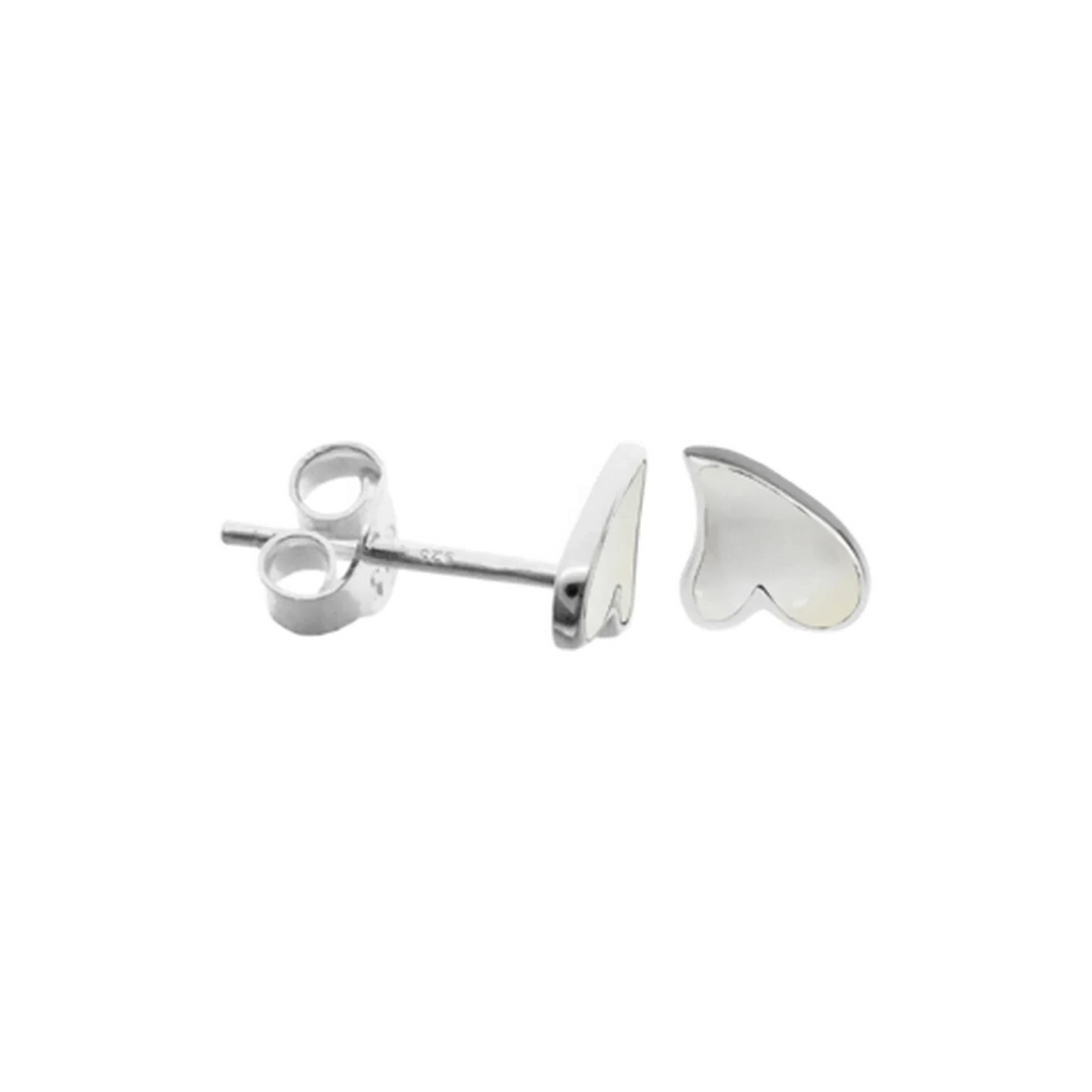 Curved Natural Heart Pearl Earrings Sterling Silver 925 Hallmarked British Made