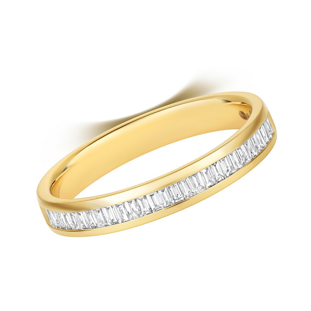 Natural Diamond Baguette Eternity Ring 18ct Yellow Gold Hallmarked Sizes J - Q