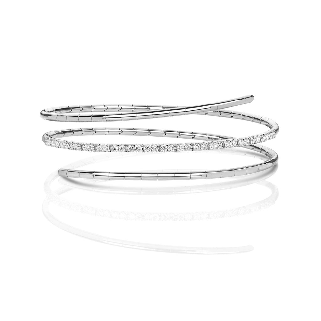Wrap Natural Diamond 18ct White Gold Bangle 375 Hallmarked British Made
