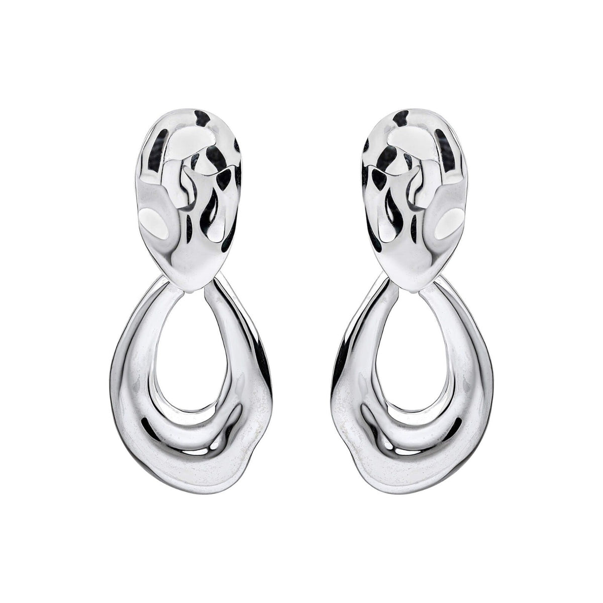 Molten Oval Drop Earrings Sterling Silver 925 Hallmarked Brand New Boxed
