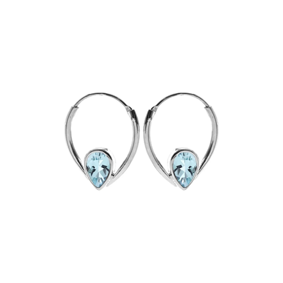 Teardrop Topaz Hoop Earrings Sterling Silver 925 Hallmarked Brand New Boxed