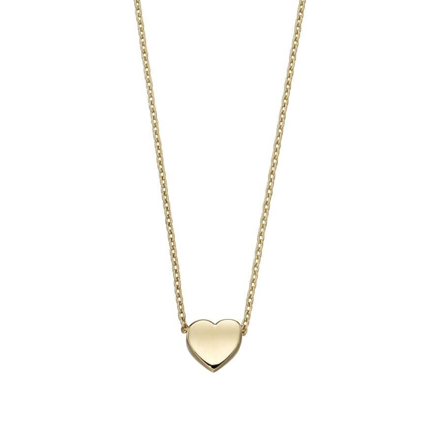 Small Heart Necklace 9ct Yellow Gold 375 Hallmarked British Made 43cm