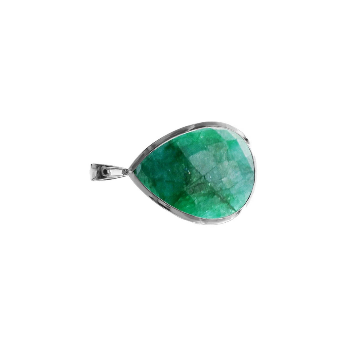 Teardrop Emerald Quartz Pendant Sterling Silver 925 Hallmarked All Chain Lengths