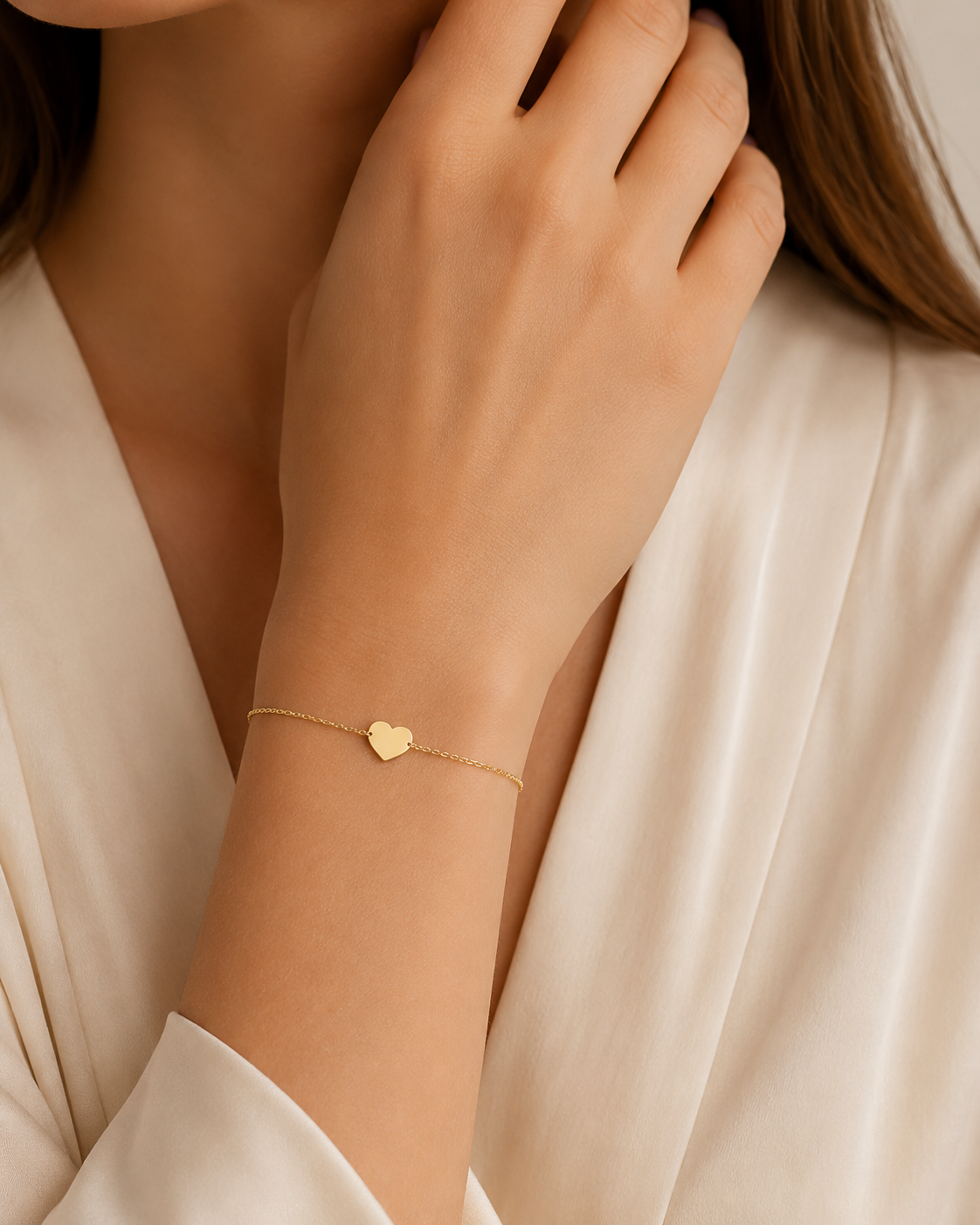 Ladies Heart ID Bracelet Solid 9ct Yellow Gold 375 Hallmarked British Made 