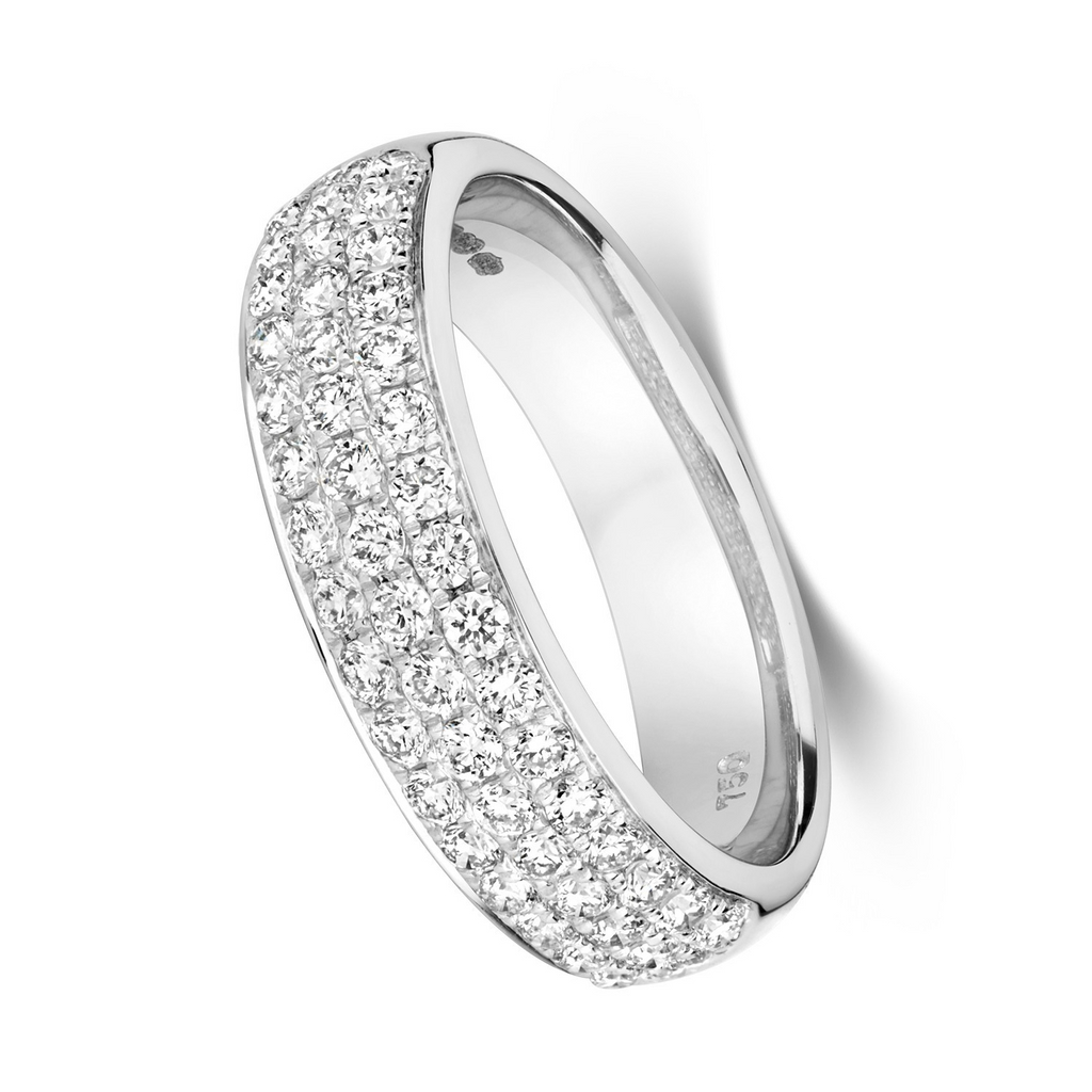 49 Natural Diamond Band Ring 18ct White Gold Hallmarked Sizes J - Q