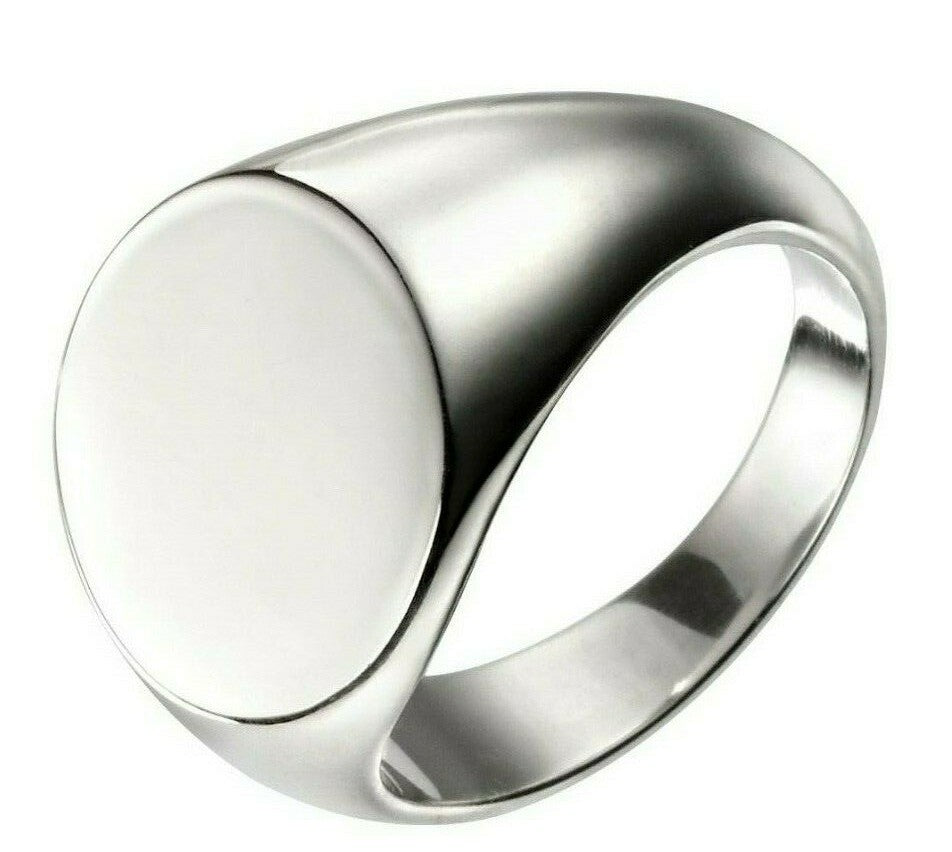 Gents Silver Signet Ring Oval Sterling Silver Hallmarked Sizes Q - Z