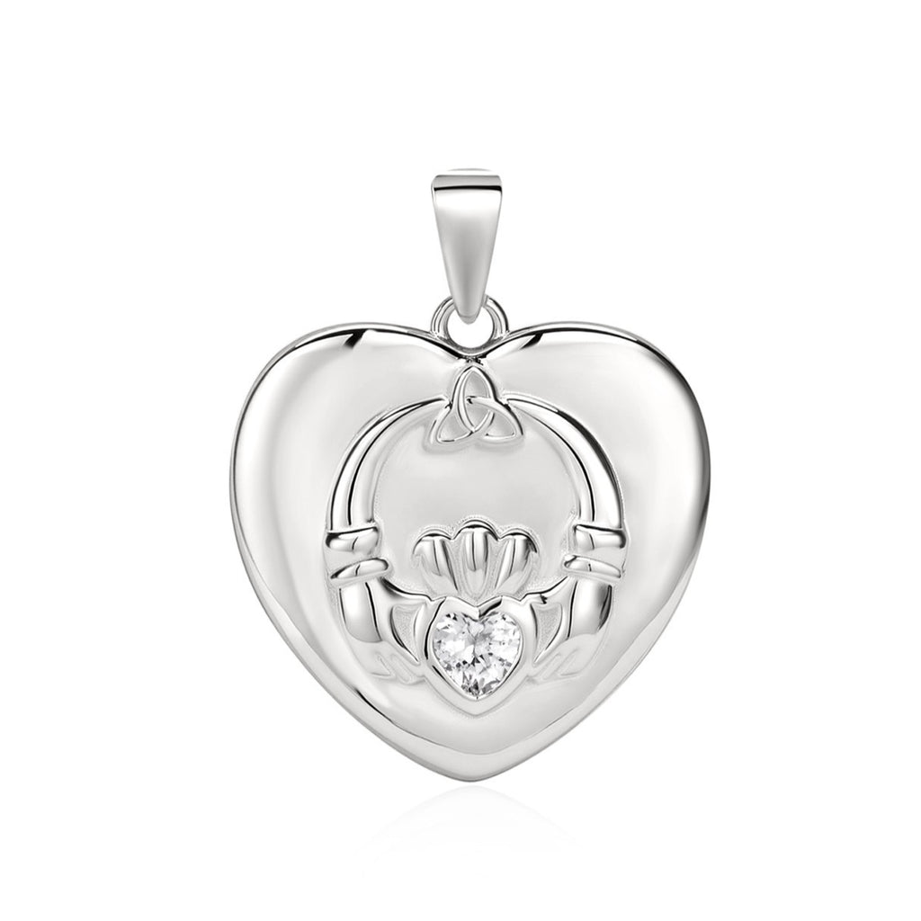 Heart Claddagh Pendant Sterling Silver 925 Hallmarked All Chain Lengths