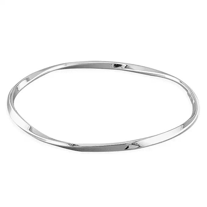 Fancy Twist Bangle Sterling Silver 925 Hallmarked British Made Brand New