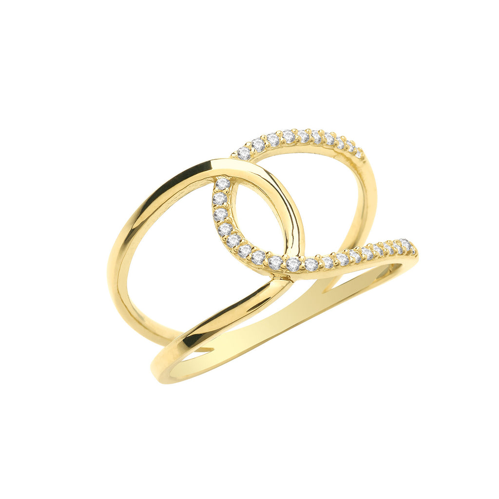 Flush Interlocking Ring 9ct Yellow Gold Hallmarked Sizes J - S British Made