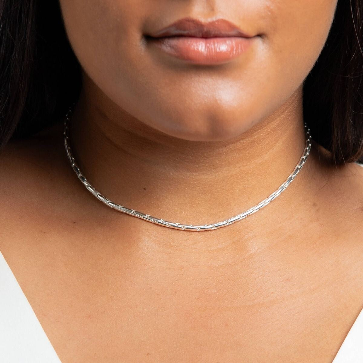 Organic Snake Chain Necklace Sterling Silver 925 Hallmarked Brand New Boxed