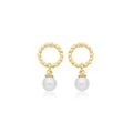 Natural Pearl Ribbon Drop Earrings 9ct Yellow Gold 375 Hallmarked Brand New