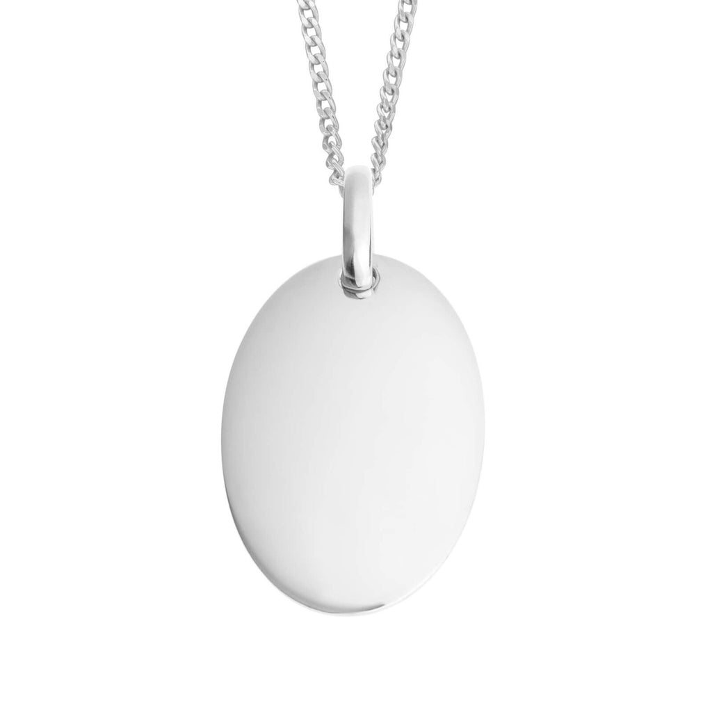 Oval Sterling Silver Tag Pendant 925 Hallmarked British Made All Chain Lengths