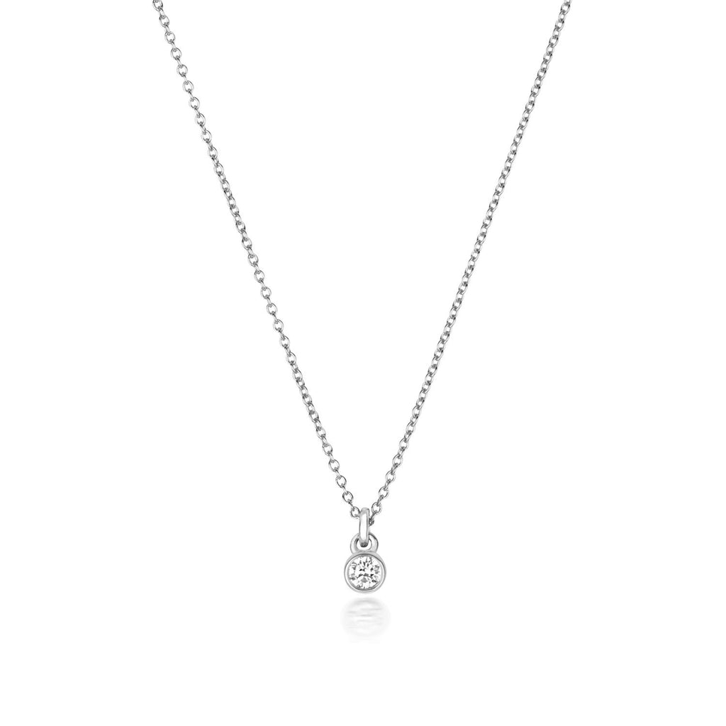 1 Natural Diamond Flush Necklace 18ct White Gold Hallmarked British Made