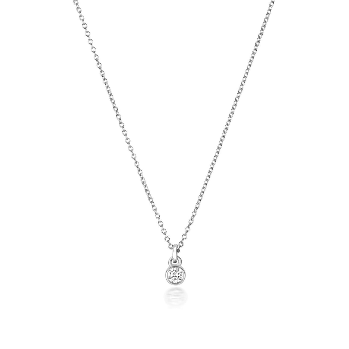 1 Natural Diamond Flush Necklace 18ct White Gold Hallmarked British Made
