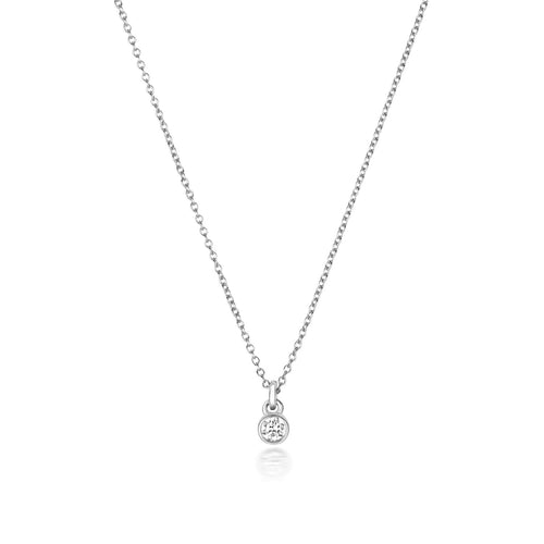 1 Natural Diamond Flush Necklace 18ct White Gold Hallmarked British Made