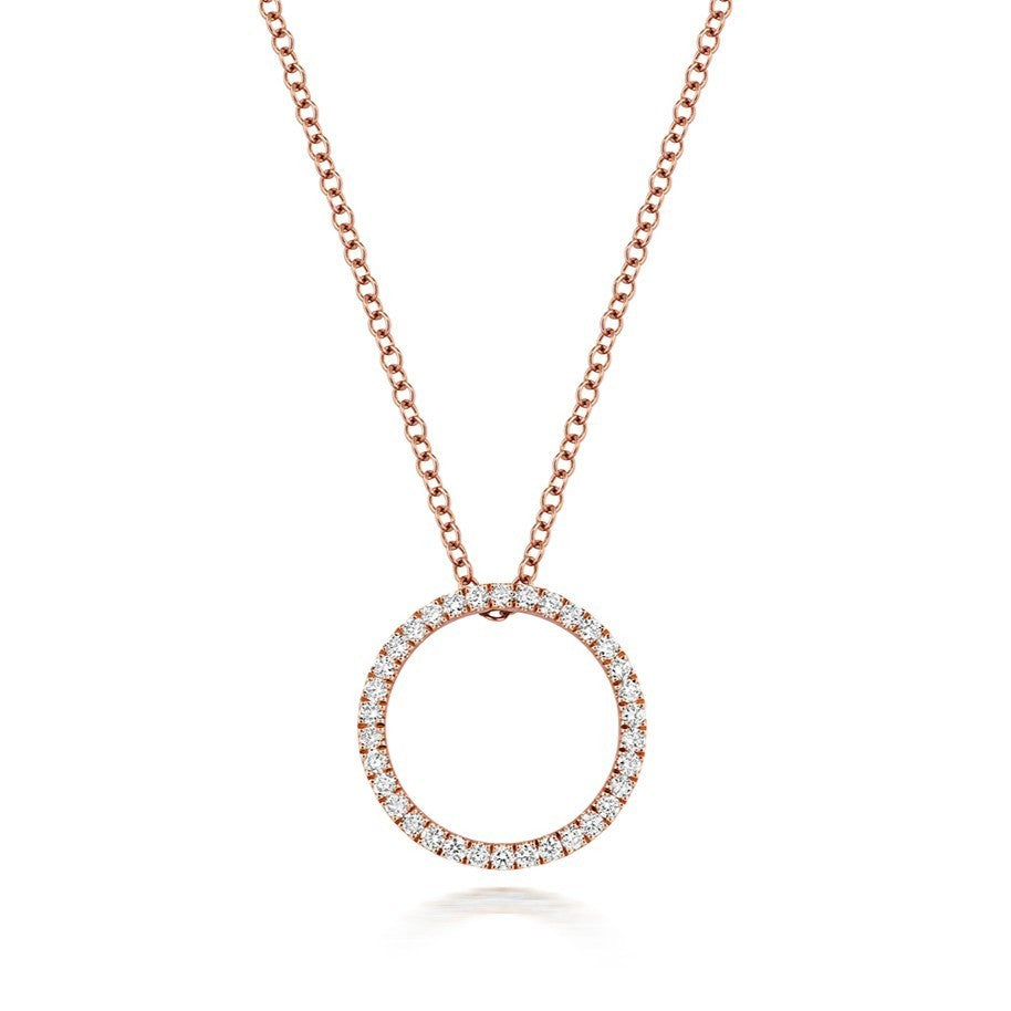 34 Natural Diamond Circle Necklace 18ct Rose Gold Hallmarked British Made