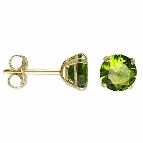 Yellow Gold Peridot Earrings Solitaire Natural Stone 375 9 Carat New Boxed