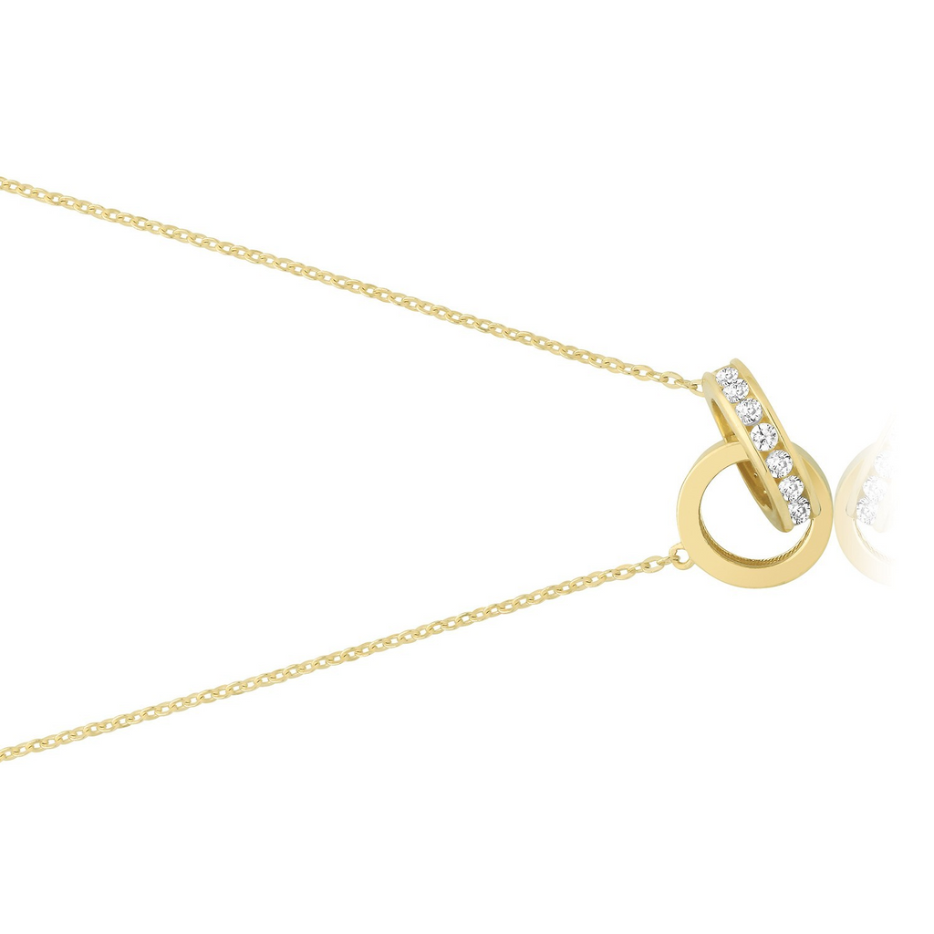 Sparkling Linked Ring Necklace 9ct Yellow Gold 375 Hallmarked British Made