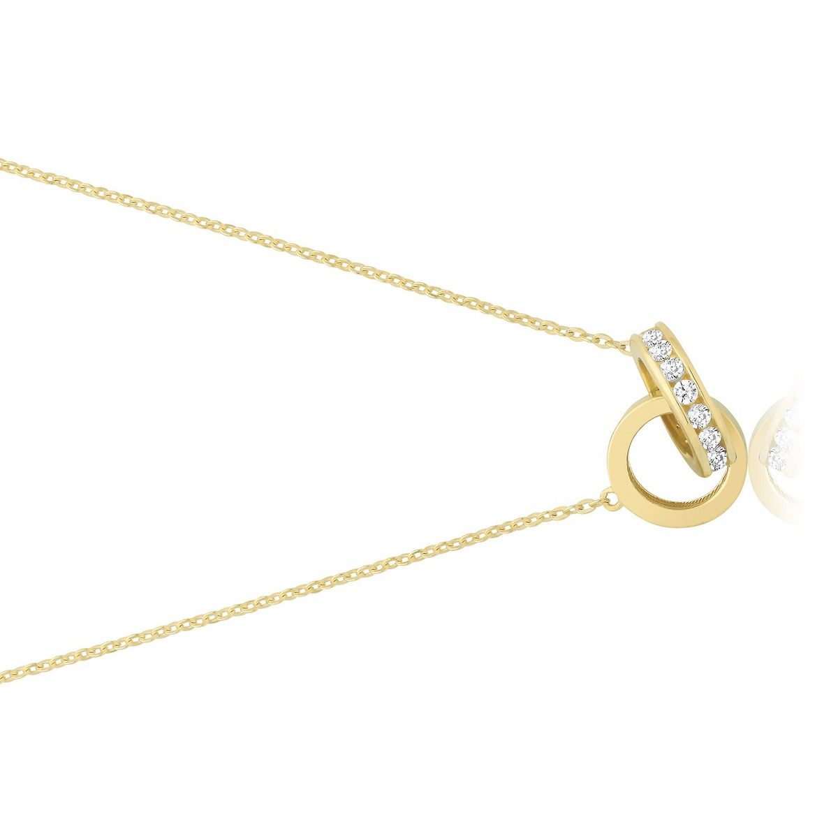 Sparkling Linked Ring Necklace 9ct Yellow Gold 375 Hallmarked British Made