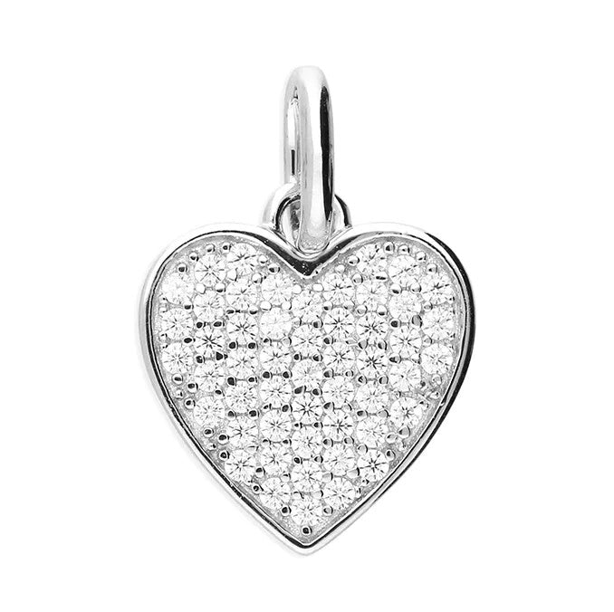 Pave Heart Zircon Pendant Sterling Silver 925 Hallmarked All Chain Lengths