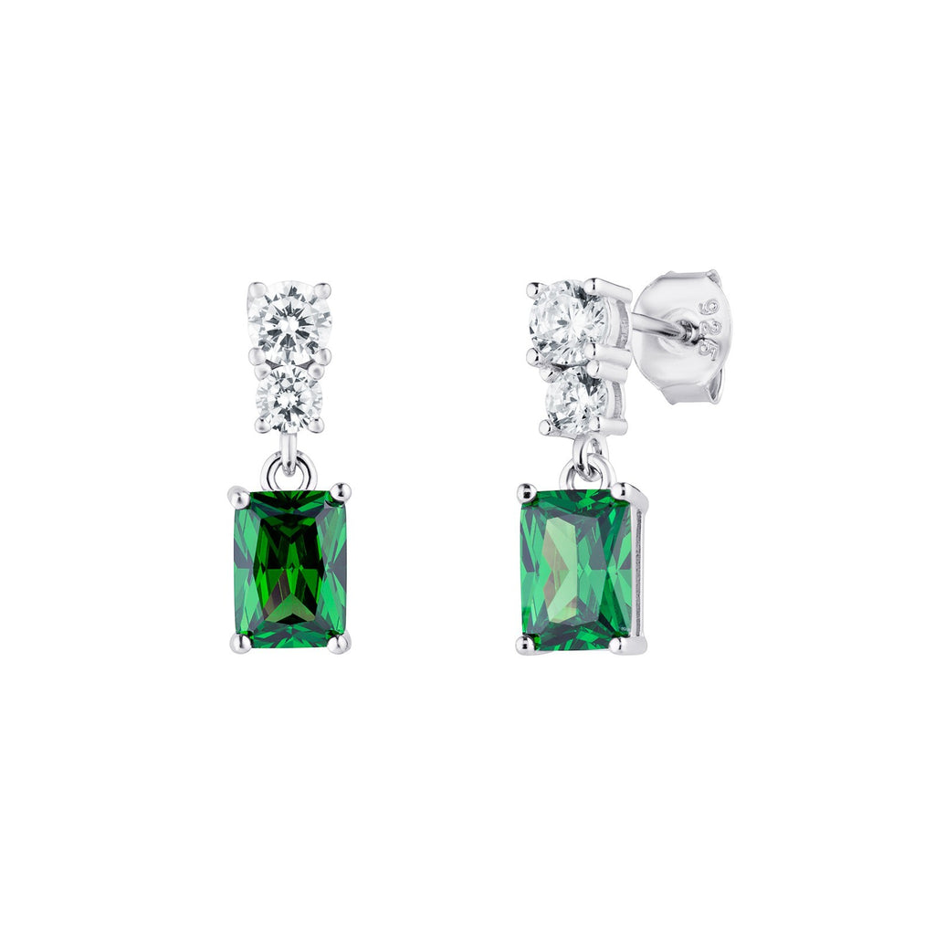 Natural Emerald Drop Earrings Sterling Silver 925 Hallmarked British Made