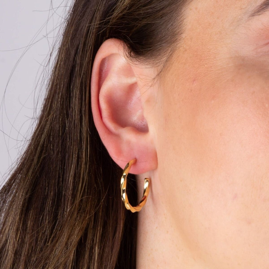 Twisted 3/4 Hoop Earrings 9ct Yellow Gold Hallmarked Brand New Boxed