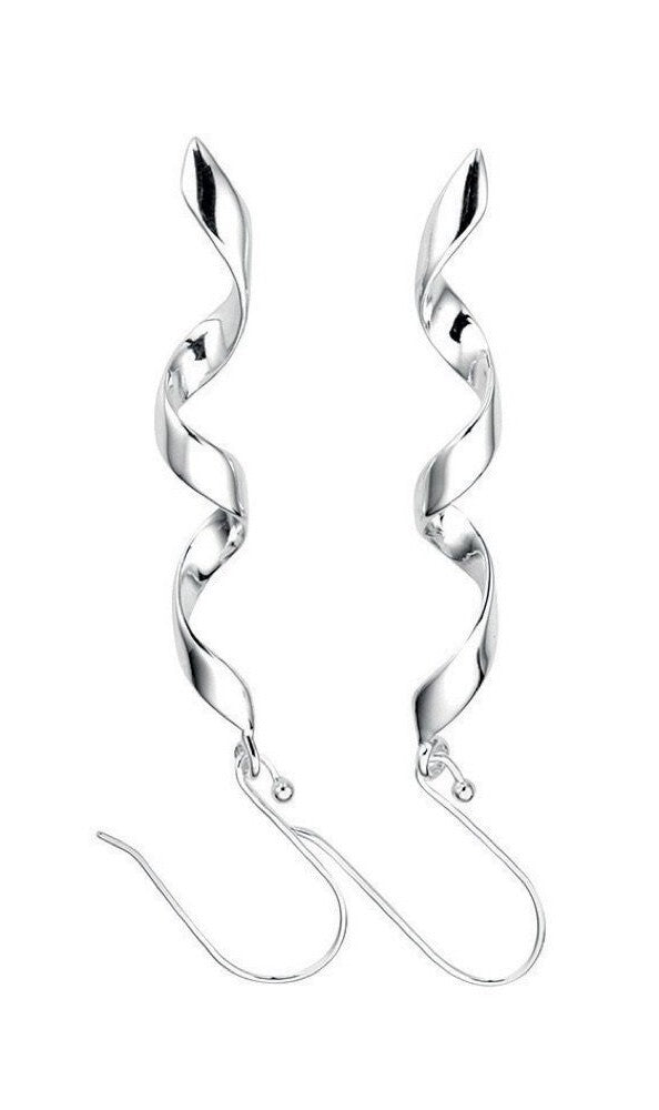 Swirl Drop Earrings Sterling Silver 925 Hallmarked Brand New Boxed