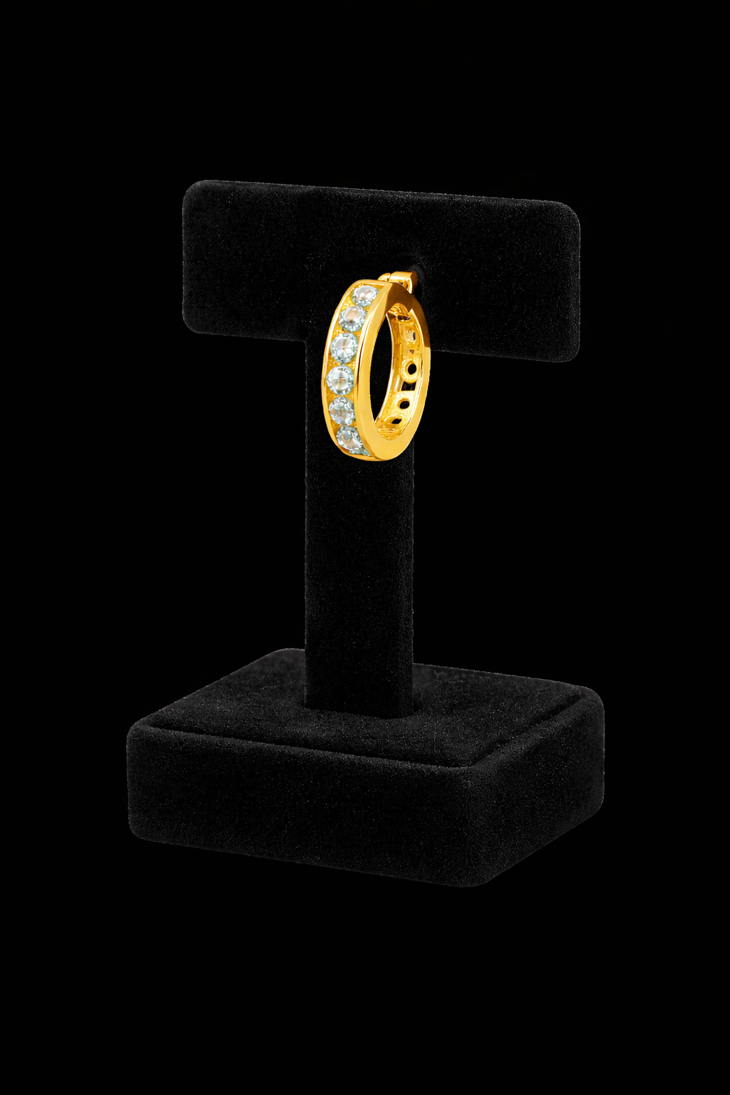 Mens 6 Stone Huggie Hoop Earring 9ct Yellow Gold 375 Hallmarked Brand New Boxed