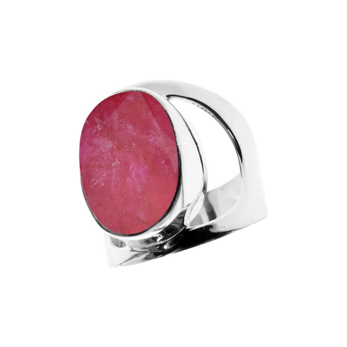 Oval Ruby Quartz Ring Sterling Silver 925 Hallmarked British Made Size K - T