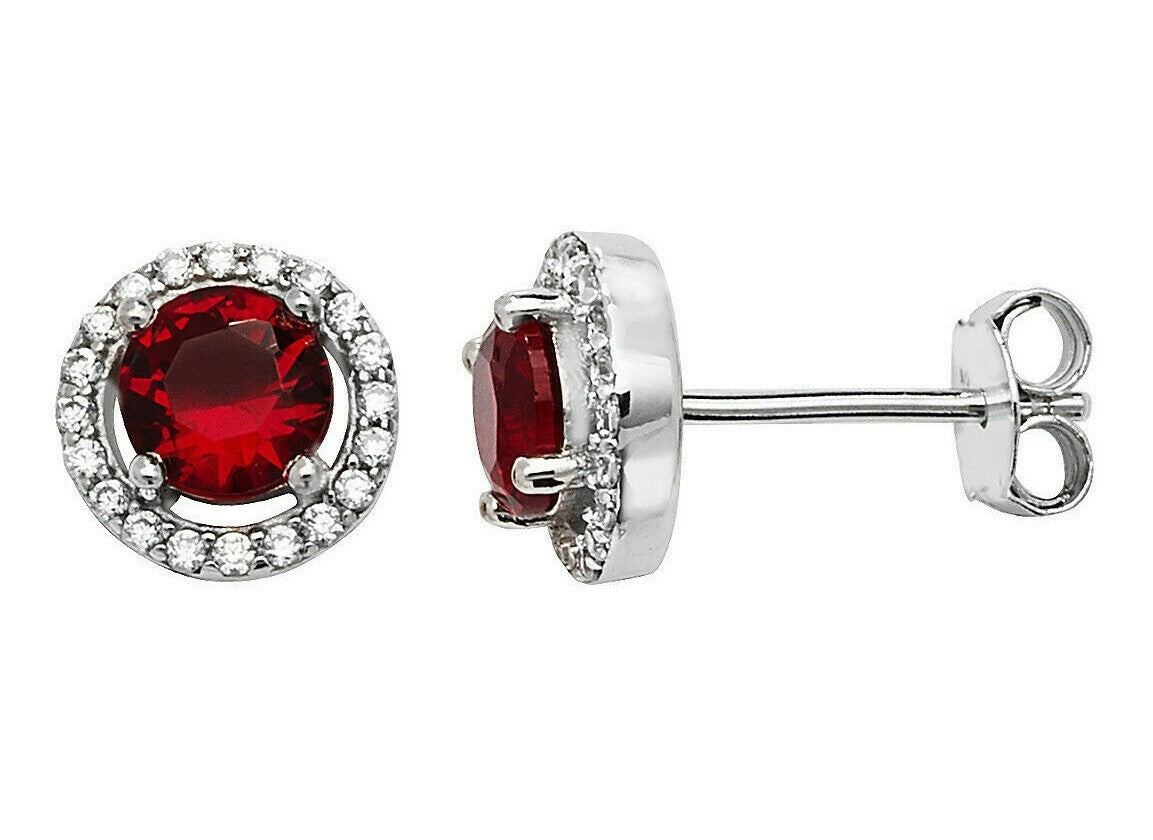 Garnet Gemstone Earrings Solid Sterling Silver 925 Hallmark Brand New Boxed