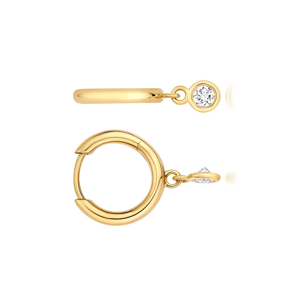 1 Lab-Grown Diamond Drop Hoop Earrings 18ct Yellow Gold Hallmarked British Made