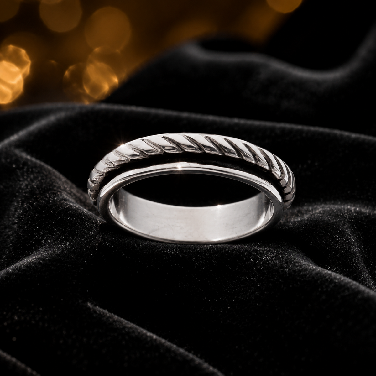Roped Spinner Ring Sterling Silver 925 Hallmarked British Made Size L - T