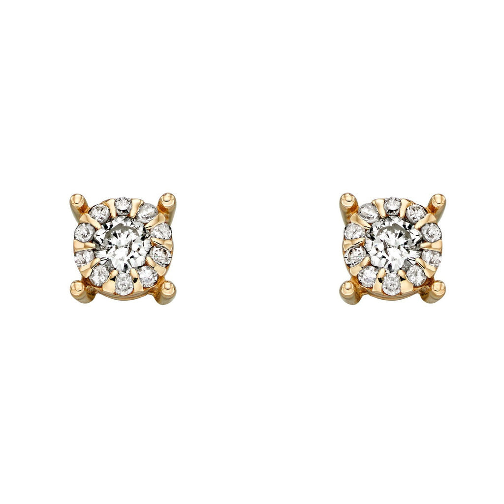 Natural Diamond April Stud Earrings 9ct Yellow Gold 375 Hallmarked British Made