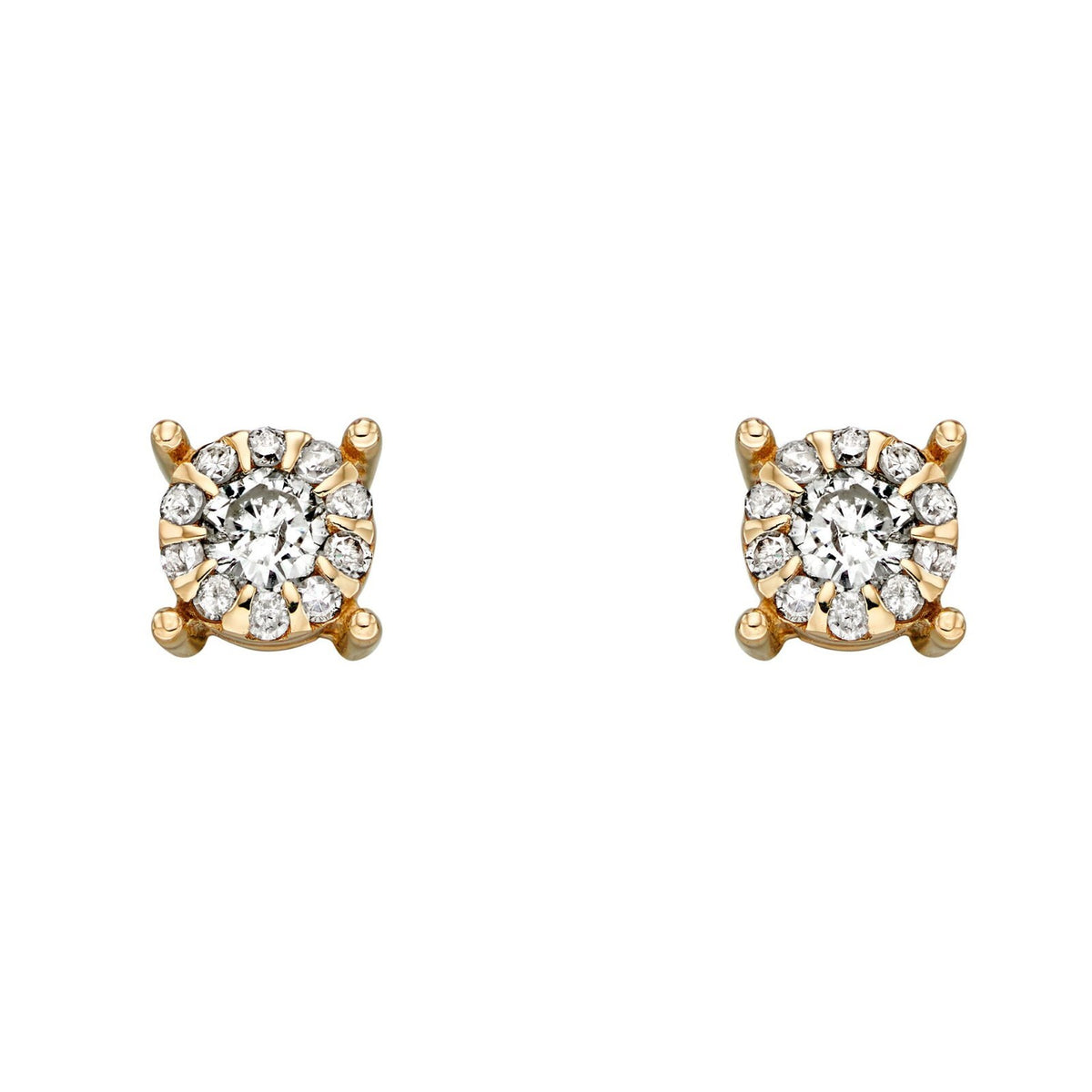 Natural Diamond April Stud Earrings 9ct Yellow Gold 375 Hallmarked British Made