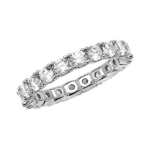 Sterling Silver Eternity Ring Anniversary Gemstone 925 Hallmarked Size L - Q