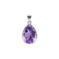 Facetted Amethyst Teardrop Pendant Sterling Silver Hallmarked All Chain Lengths