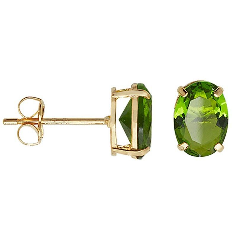 Yellow Gold Peridot Earrings Solitaire Natural Stone 375 9 Carat New Boxed