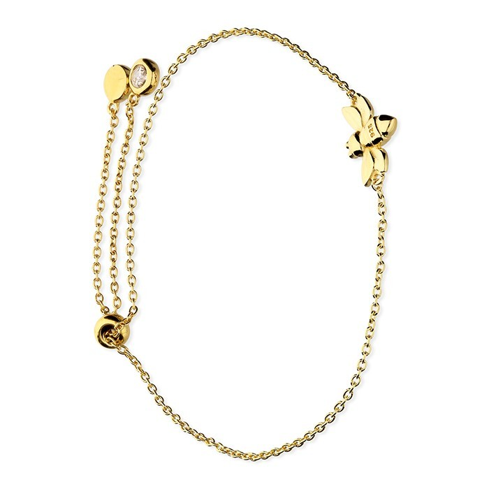 Gemstone Charm Bee Bracelet 18ct Gold On Sterling Silver Hallmarked British Made