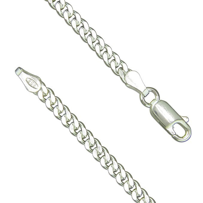 Gents Heavy DC Curb Chain Solid Sterling Silver 925 Hallmarked British Made