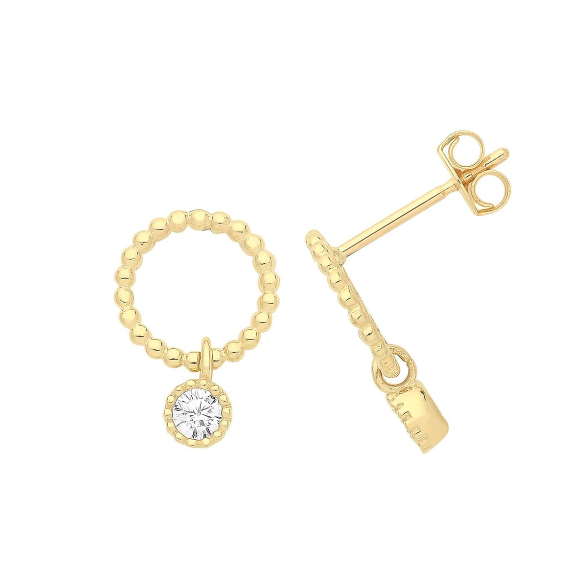 Flush Circle Stud Earrings 9ct Yellow Gold 375 Hallmarked Brand New Boxed
