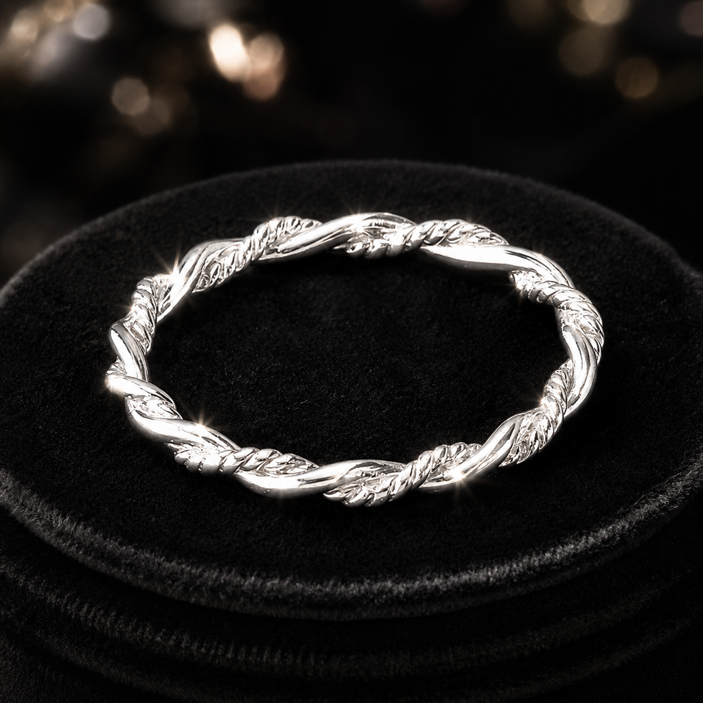 Weave Thin Band Ring Sterling Silver 925 Hallmarked British Made Size L - R