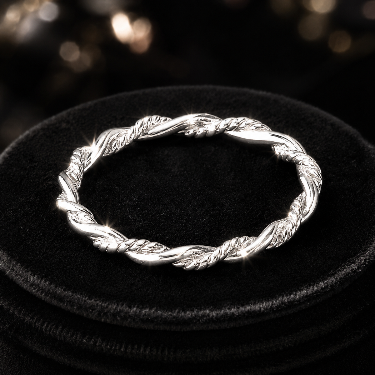 Weave Thin Band Ring Sterling Silver 925 Hallmarked British Made Size L - R