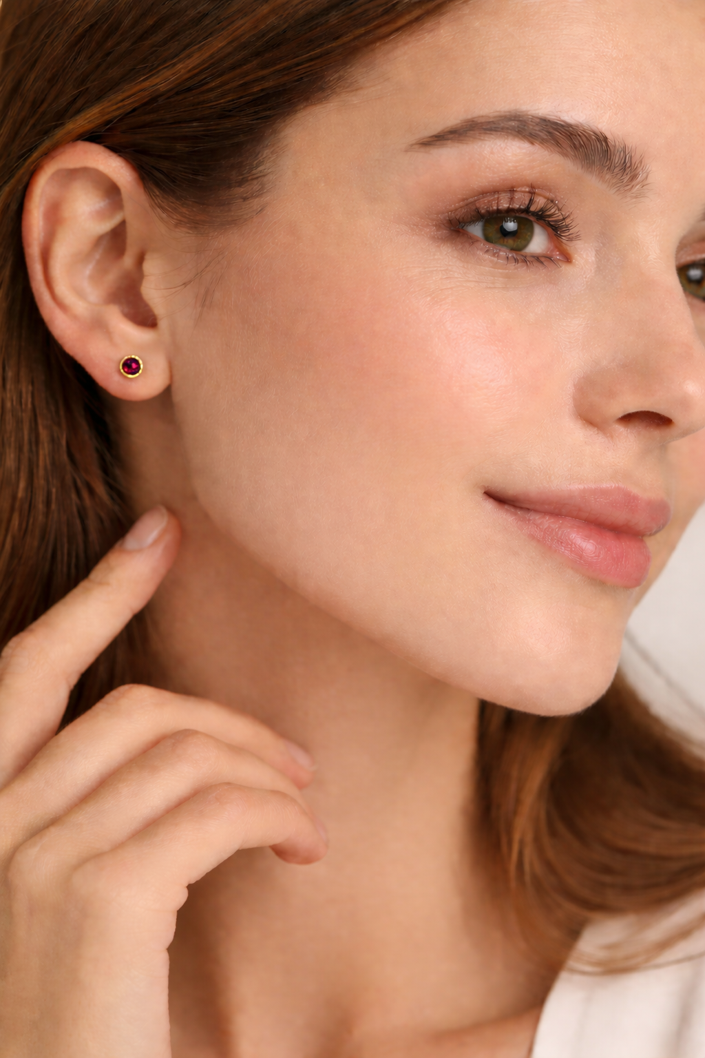 Yellow Gold Garnet Earrings Solitaire Natural Stone 375 9 Carat New Boxed