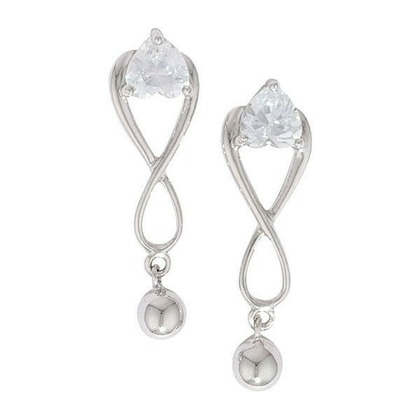 9ct White Gold Infinity Drop Earrings Diamond Heart Solitaire Drops 375 Hallmark